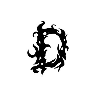 Gotik grafiti tarzında D harfi. Bukleli siyah harf. Logo ya da tasarım elemanı. Beyaz arkaplanda vektör çizimi izole edildi. Vektör EPS 10.