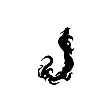 Gotik grafiti tarzında J harfi. Bukleli siyah harf. Logo ya da tasarım elemanı. Beyaz arkaplanda vektör çizimi izole edildi. Vektör EPS 10.