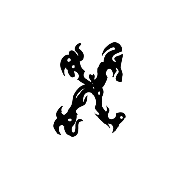 Písmeno Gotickém Stylu Graffiti Černý Dopis Kudrlinkami Logo Nebo Konstrukční — Stockový vektor