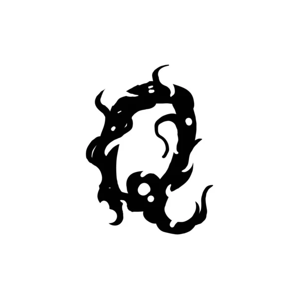 Gotik Graffiti Tarzında Harfi Bukleli Siyah Harf Logo Tasarım Elemanı — Stok Vektör