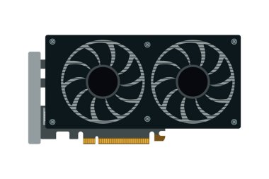GPU simgesi. İki pervaneli grafik işleme ünitesi. Modern vektör illüstrasyonu beyaz arkaplanda izole edildi. EPS 10