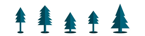 Sada Piktogramů Ikon Nebo Loga Zeleného Vánočního Stromku Vektorová Ilustrace — Stockový vektor