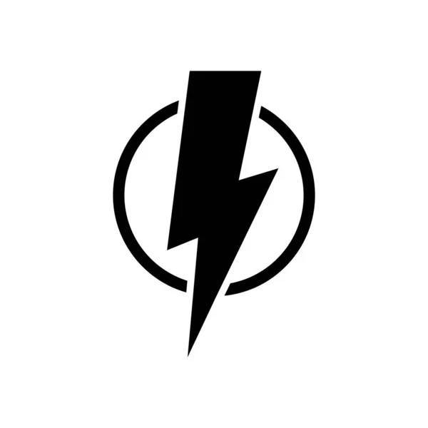 Blitz Symbol Schwarzes Blitz Flachpiktogramm Vektor Illustration Isoliert Auf Weißem — Stockvektor