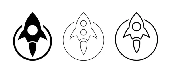 Set Modern Rocket Icons Logo Sign Vector Illustration Isolated White — Vettoriale Stock