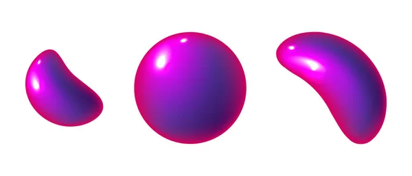 Set Bright Purple Liquid Shape Sphere Icon Vector Isolated White — Stockvektor
