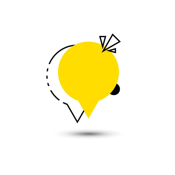 Empty Yellow Sign Speech Bubble Memphis Style Modern Icon Pictogram — Vettoriale Stock
