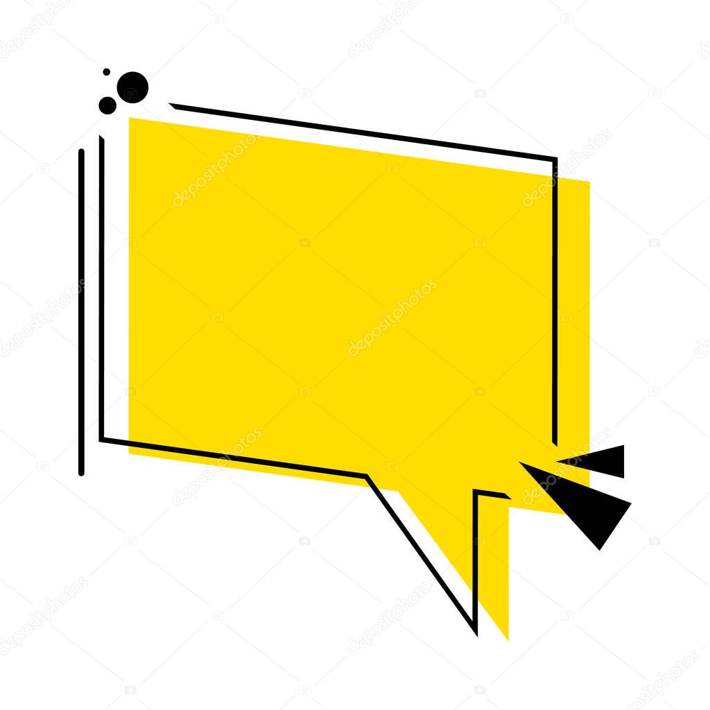 Empty sign speech bubble in memphis style. Modern yellow sign vector illustration isolated on white background. EPS 10