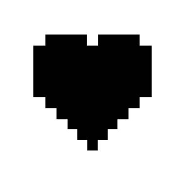 Piksel kalp piktogramı, simge ya da logo. Beyaz arkaplanda vektör çizimi izole edildi. EPS 10