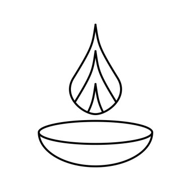 Diya lamba simgesi. Deepavali. Mutlu bayramlar, Hindistan 'da Işık Festivali. Beyaz arkaplanda vektör çizimi izole edildi. EPS 10