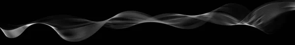 Modern Black Horizontal Banner Background White Wavy Lines Trendy Abstract — Stock vektor