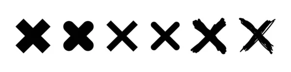 一组黑色十字X图标 投票签名 没有错误的符号 在白色背景上孤立的向量图解 Eps — 图库矢量图片