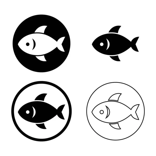 Набір Значків Риби Або Піктограм Векторні Ілюстрації Ізольовані Білому Фоні — стоковий вектор