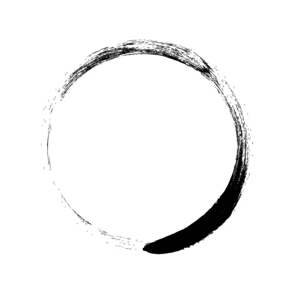 卷曲圆笔划 黑色圆框 设计的要素 在白色背景上孤立的向量图解 Eps — 图库矢量图片