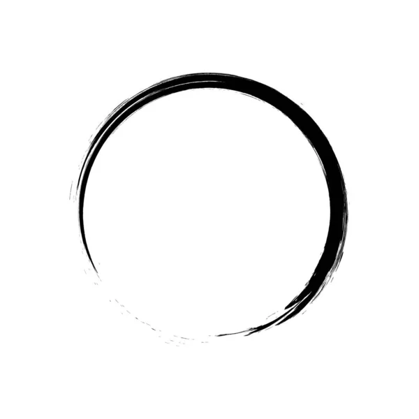 Grunge Circle Brush Stroke Black Frame Element Design Vector Illustration — Stock Vector