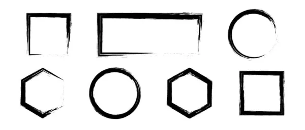 Coup Pinceau Cadre Noir Élément Pour Conception Illustration Vectorielle Isolée — Image vectorielle