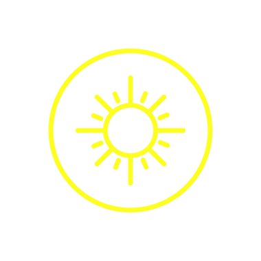 Mevsimin renkli yaz ikonu. Hava tahmini işareti. Beyaz arkaplanda vektör çizimi izole edildi. EPS 10