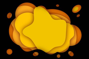 Kağıt, sarı dalga katmanlı pankart ya da arka plan. Broşür ve broşür için soyut tasarım. Kağıt sanatı vektör illüstrasyonu EPS 10