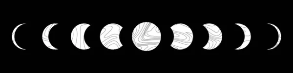 Фази Місяця Плоскої Ілюстрації Ізольовані Фоні Вектор Eps10 — стоковий вектор