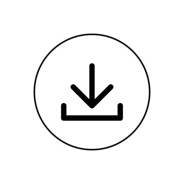 Simge indir. İndirme düğmesi. Beyaz arkaplanda vektör çizimi izole edildi. EPS 10