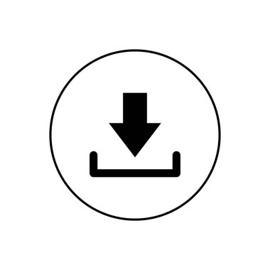 Simge indir. İndirme düğmesi. Beyaz arkaplanda vektör çizimi izole edildi. EPS 10