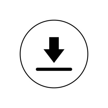 Simge indir. İndirme düğmesi. Beyaz arkaplanda vektör çizimi izole edildi. EPS 10