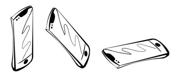Smartphone Artoon Icône Gribouillée Dessinée Main Illustration Vectorielle Isolée Sur — Image vectorielle
