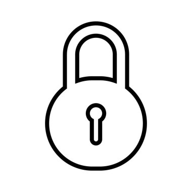 Kilit çizgisi simgesi. Siyah simgeyi kilitle. Güvenlik sembolü. Beyaz arkaplanda vektör çizimi izole edildi. EPS 10