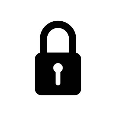 Asma kilit simgesi. Siyah simgeyi kilitle. Güvenlik sembolü. Beyaz arkaplanda vektör çizimi izole edildi. EPS 10