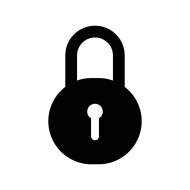 Asma kilit simgesi. Siyah simgeyi kilitle. Güvenlik sembolü. Beyaz arkaplanda vektör çizimi izole edildi. EPS 10