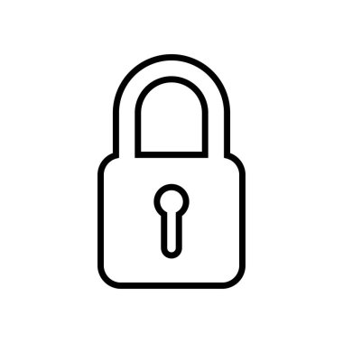 Kilit çizgisi simgesi. Siyah simgeyi kilitle. Güvenlik sembolü. Beyaz arkaplanda vektör çizimi izole edildi. EPS 10