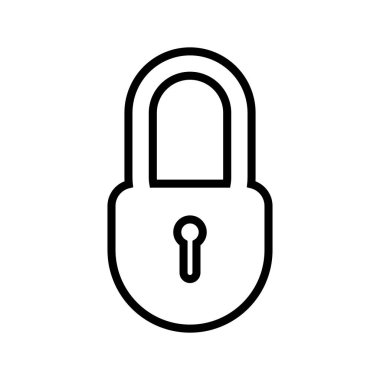 Kilit çizgisi simgesi. Siyah simgeyi kilitle. Güvenlik sembolü. Beyaz arkaplanda vektör çizimi izole edildi. EPS 10