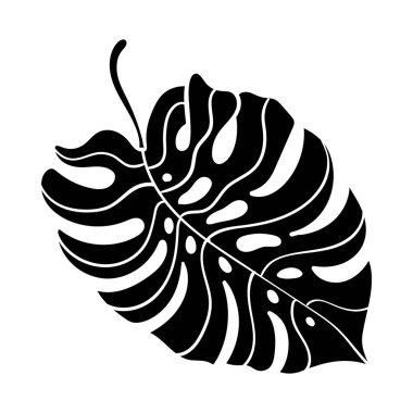 Monstera Deliciosa 'nın tropik yaprakları. Canavar ağaç yaprağı. Beyaz arkaplanda vektör çizimi izole edildi. EPS 10