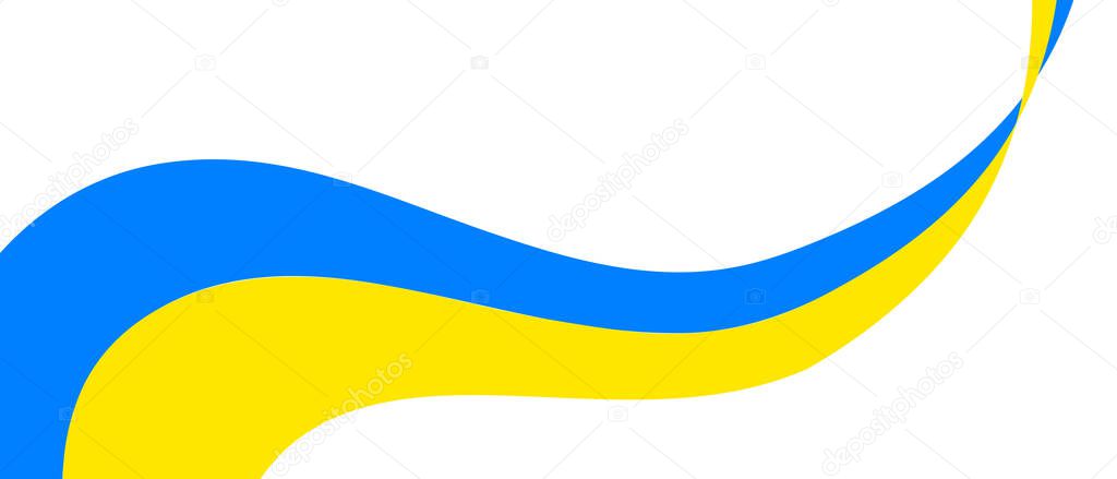 Patriotic of Ukraine flag. Abstract background with yellow-blue ribbon. Ukrainian backdrop with empty space for text. Vector illustration of patriotic background.