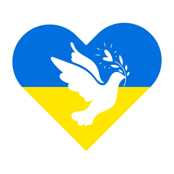 Beyaz Güvercin Ukrayna Için Dua Savaşı Durdurun Savaşa Hayır Ukrayna — Stok Vektör