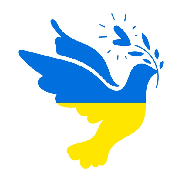 Güvercin Ikonu Ukrayna Için Dua Savaşı Durdurun Ukrayna Rengi Vektör — Stok Vektör