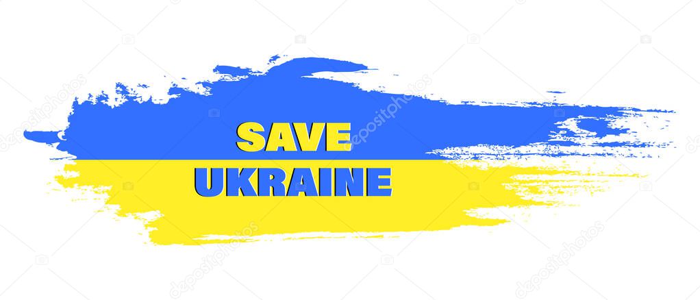 Ukraine flag Save Ukraine, concept vector illustration. Ukraine flag design. Abstract yellow-blue grunge background. Vector EPS 10