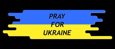 Ukrayna için dua et. Ukrayna bayrağı dua kavramı. Soyut sarı ve mavi çizgiler vektör çizimi.