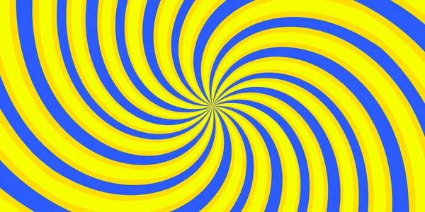 Gelbe Und Blaue Verdrehte Linien Farbe Wirbelnder Radialwirbel Abstrakter Vektorhintergrund — Stockvektor