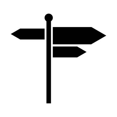 Yol işareti, Pointer siyah simgesi. Vektör beyaz arkaplanda izole edildi. EPS 10