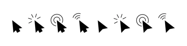 아이콘 설정을 클릭합니다 애로우 마우스 커서를 클릭합니다 마우스 포인터 배경에 — 스톡 벡터