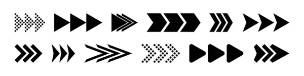 黒の異なる矢印アイコンセット 白い背景に独立したベクトルアイコン Eps — ストックベクタ