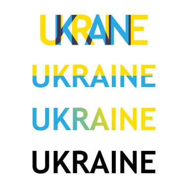 Ukrayna renk metni. Vektör beyaz arkaplanda izole edildi. EPS 10