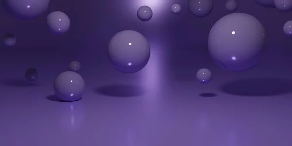 Абстрактный Фон Падающими Трехмерными Шарами Динамические Летящие Фиолетовые Пузыри Современный — стоковое фото