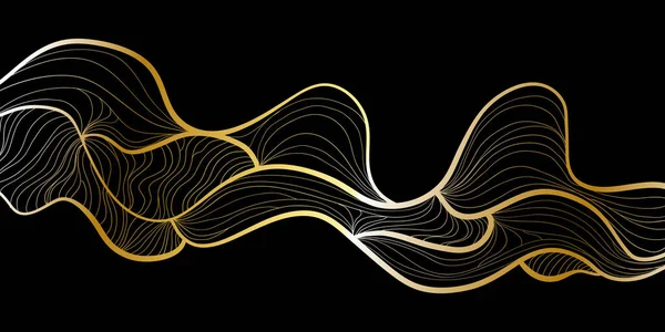 Elegant Wavy Line Art Black Background Роскошный Абстрактный Фон Векторной — стоковый вектор