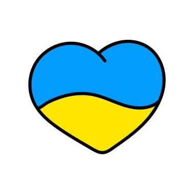 Beyaz arka planda izole edilmiş Ukrayna kalp ikonu çizimi. Vektör EPS 10.