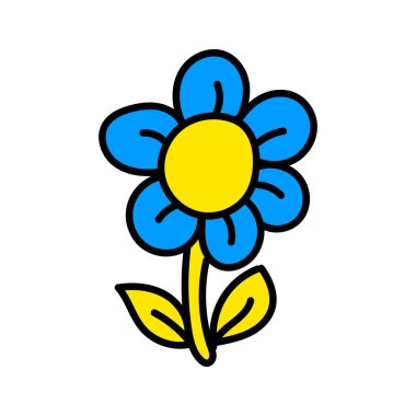 Beyaz arka planda izole edilmiş Ukrayna çiçeği veya ayçiçeği çizimi. Vektör EPS 10