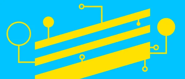 Fundo Amarelo Azul Abstrato Com Microcircuito Banner Tecnologia Digital Moderna —  Vetores de Stock