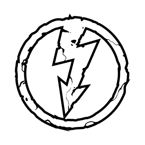 サンダーボルトのシンボル 雷のアイコン Tシャツプリント 白地に孤立した手描きイラスト ベクトルEps — ストックベクタ