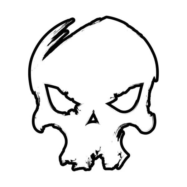 好斗的骷髅图标漫画风格的例证 用于恐怖或万圣节的T恤打印 在白色背景上孤立的手绘插图 病媒Eps — 图库矢量图片