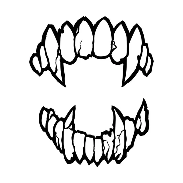 Vampiertanden Vector Geïsoleerd Witte Achtergrond — Stockvector